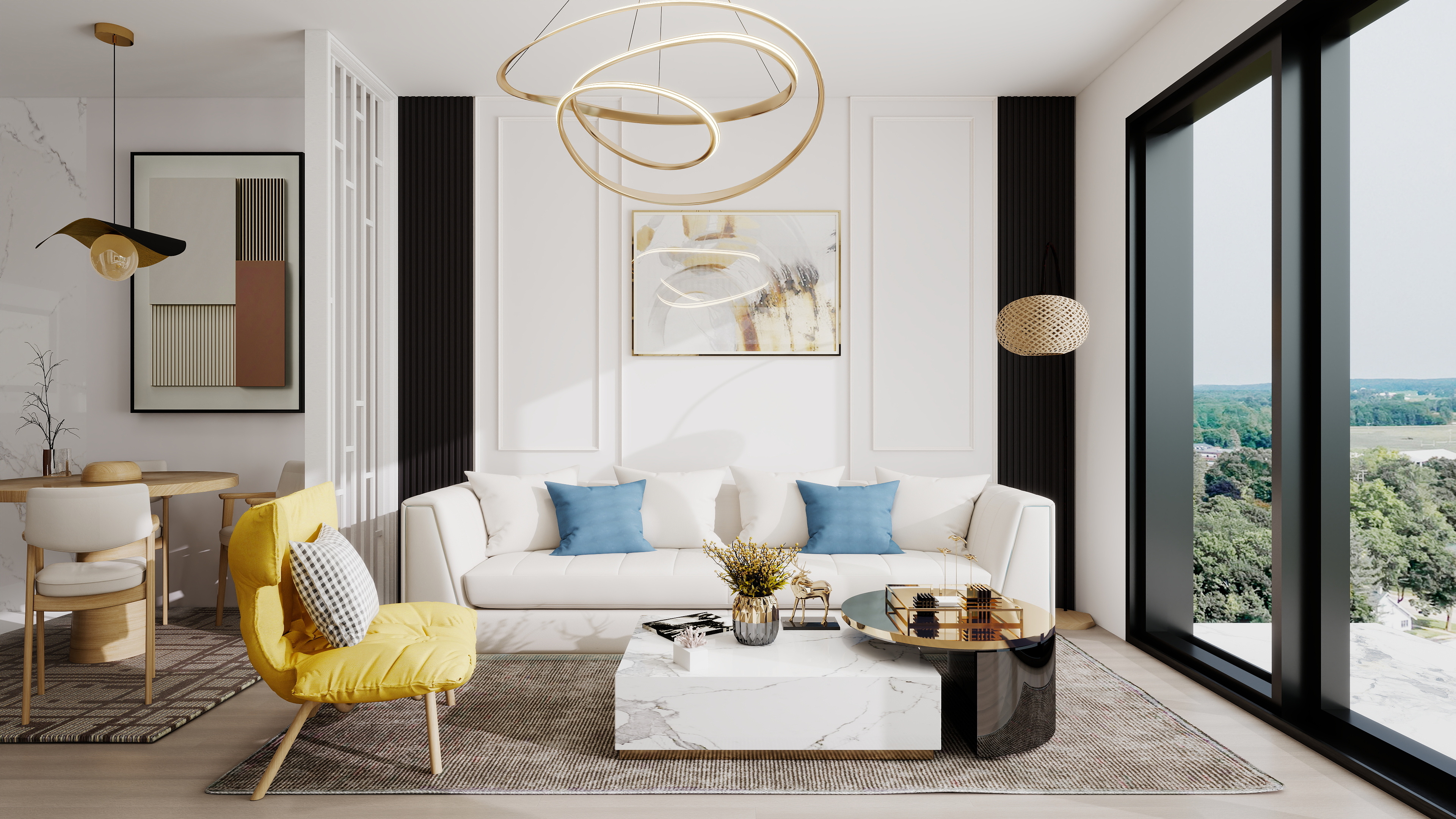 Appartement T3 — Séjour 3D